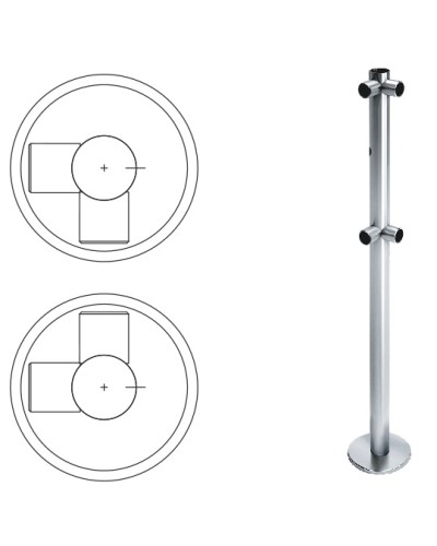 Стойка ограждения L-образная с отверстием под фиксатор, 2 муфты справа (антик серебро) Oxgard в Абакане Ограждения Pintop.ru