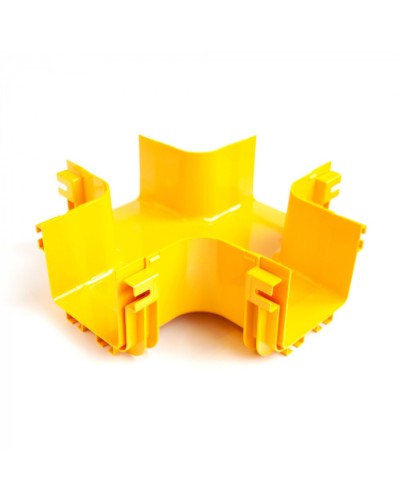 Х-соединитель оптического лотка 120 мм, монтаж без соединителей, желтый LANMASTER (LAN-OT120-XT/NC) в Абакане Коммутационные изделия Pintop.ru