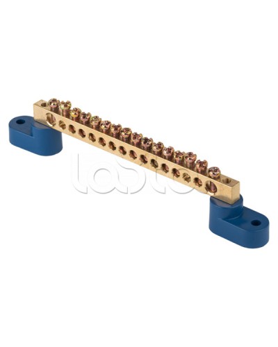 Шина 0 N (8х12мм) 16 отверстий латунь 2 синих угловых изолятора EKF PROxima (sn0-125-16-2) в Абакане Клеммные колодки Pintop.ru