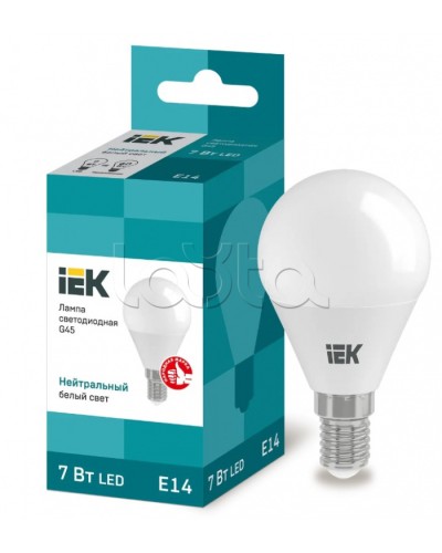 Лампа светодиодная LED 7вт E14 белый матовый шар ECO IEK (LLE-G45-7-230-40-E14) в Абакане Источники света(Лампы) Pintop.ru