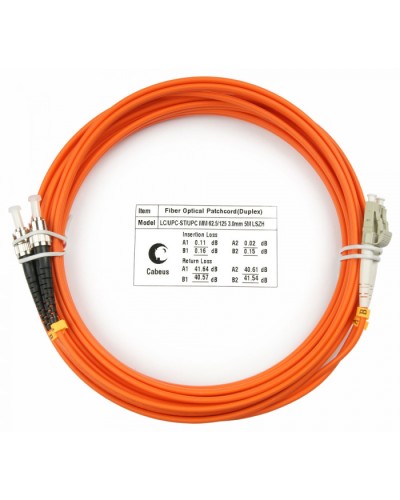Шнур оптический duplex LC-ST 62,5/125 mm 5м LSZH Cabeus FOP-62-LC-ST-5m в Абакане Патч-корды оптические Pintop.ru