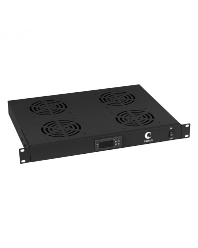 Панель вентиляционная с 4 вентиляторами с цифровым термодатчиком (черный) Cabeus JG03t-BK в Абакане Вентиляторные модули Pintop.ru