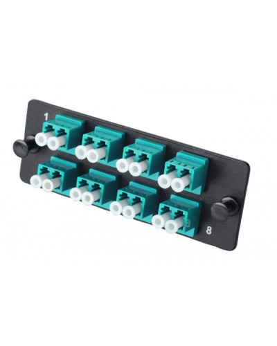 Комплект планка Q-SLOT с 8 адаптерами дуплекс LC OM3, монтажные шнуры, КДЗС Eurolan (38M-30-2L-08BL) в Абакане Кроссы оптические Pintop.ru