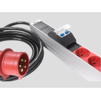 Верт блок розеток, мониторинг, измерение, 3 фазы 16А, 30S, 2100 мм, вх IEC 309, шнур 3м REM R-MC8-3x16-30S-MI-2100-3-3PN