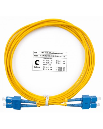 Шнур оптический duplex SC-SC 9/125 sm 3м LSZH Cabeus FOP(d)-9-SC-SC-3m в Абакане Патч-корды оптические Pintop.ru