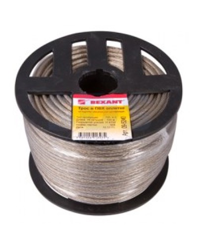 Трос стальной в ПВХ изоляции d4 мм (100 м) REXANT 09-5240 в Абакане Крепежные изделия Pintop.ru