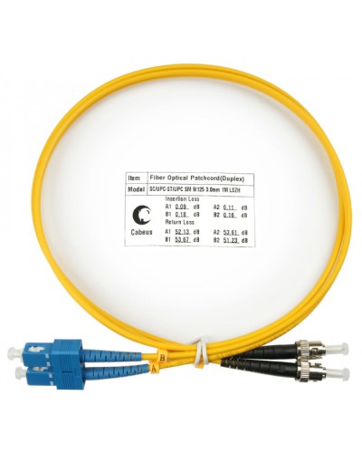 Шнур оптический duplex SC-ST 9/125 sm 1,5м LSZH Cabeus FOP(d)-9-SC-ST-1,5m в Абакане Патч-корды оптические Pintop.ru