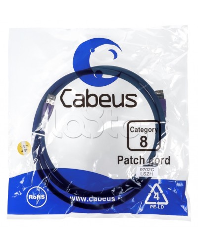 Патч-корд S/FTP Cabeus PC-SSTP-RJ45-Cat.8-1.5m-LSZH в Абакане Патчкорды (медные) Pintop.ru