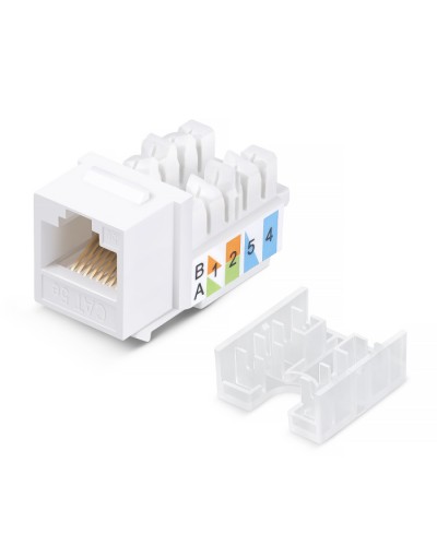 Вставка Keystone Jack RJ-45, категория 5e, заделка 110 тип, белая, со стяжкой Cabeus KJ-RJ45-Cat.5e-90-SW в Абакане Модули Keystone Pintop.ru