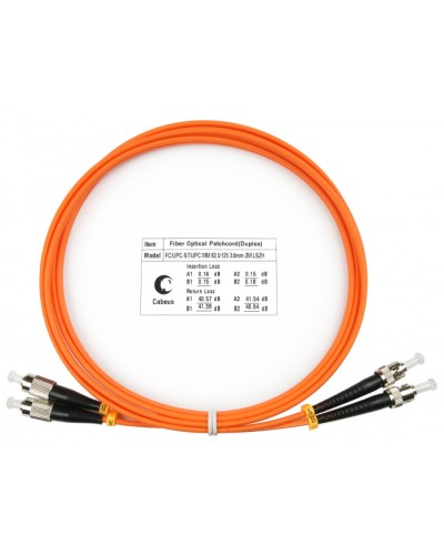 Шнур оптический duplex FC-ST 62,5/125 mm 2м LSZH Cabeus FOP-62-FC-ST-2m в Абакане Патч-корды оптические Pintop.ru