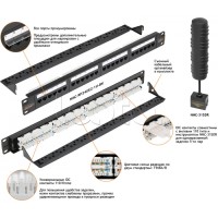Патч-панель 19", 1U, 24xRJ45 NIKOMAX (NMC-RP24UD2-1U-BK)