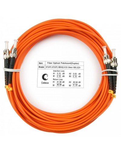 Шнур оптический duplex ST-ST 62,5/125 mm 10м LSZH Cabeus FOP-62-ST-ST-10m в Абакане Патч-корды оптические Pintop.ru