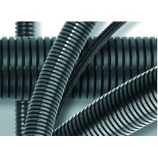 Труба ПА 6 гибкая гофр. д.13мм, ПВ-0, без протяжки, 100м, цвет тёмно-серый DKC 80013