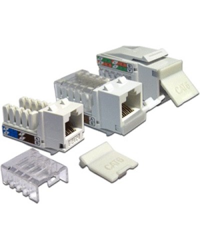 Модуль Keystone, RJ45, кат.6, UTP, 90 градусов, со встроенной шторкой, белый LANMASTER (LAN-OK45U6/90P-WH) в Абакане Коннекторы Pintop.ru