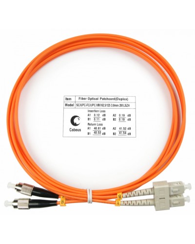 Шнур оптический duplex SC-FC 62,5/125 mm 2м LSZH Cabeus FOP-62-SC-FC-2m в Абакане Патч-корды оптические Pintop.ru