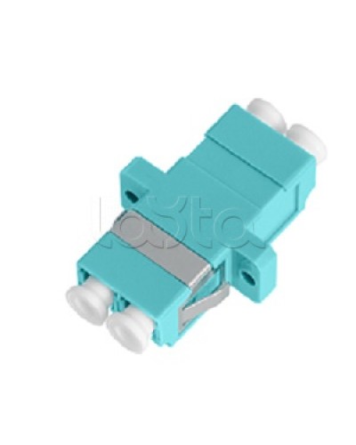 Адаптер NIKOMAX волоконно-оптический, соединительный, многомодовый, стандарта OM3, LC/UPC-LC/UPC, двойной, пластиковый, без шторки, с фланцами, аква, уп-ка 2шт. NIKOMAX (NMF-OA2M3-FN-LCU-LCU-AQ-2) в Абакане Проходные адаптеры и розетки оптические Pint