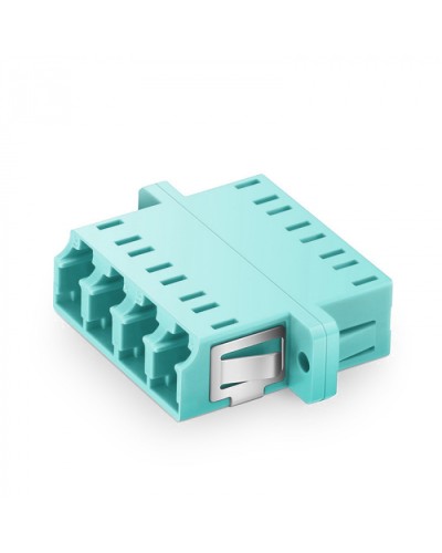 Оптический адаптер OM3, квадро LC, с фланцами, бирюзовый Eurolan (36A-30-4L-02AQ) в Абакане Проходные адаптеры и розетки оптические Pintop.ru