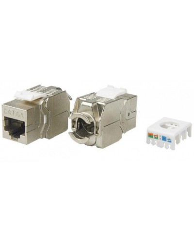 Вставка Keystone Jack RJ-45(8P8C) Hyperline KJ8-8P8C-C6A-180-TLS-SH-F-WH в Абакане Модули Keystone Pintop.ru