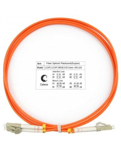 Шнур оптический duplex LC-LC 62,5/125 mm 1,5м LSZH Cabeus FOP-62-LC-LC-1,5m в Абакане Патч-корды оптические Pintop.ru