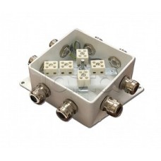 Коробка монтажная огнестойкая Гефест КМ-О (10к*10,0)-IP66-120х120, восемь вводов
