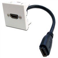 Вставка Mosaic 45x45 с адаптером HDMI с удлинителем, мама-мама, белая LANMASTER (LAN-SIP-23HDMI-WH)