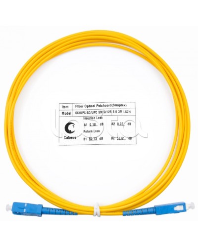 Патч-корд волоконно-оптический (шнур) SM 9/125 simplex SC-SC LSZH (3м) Cabeus FOP(s)-9-SC-SC-3m в Абакане Патч-корды оптические Pintop.ru