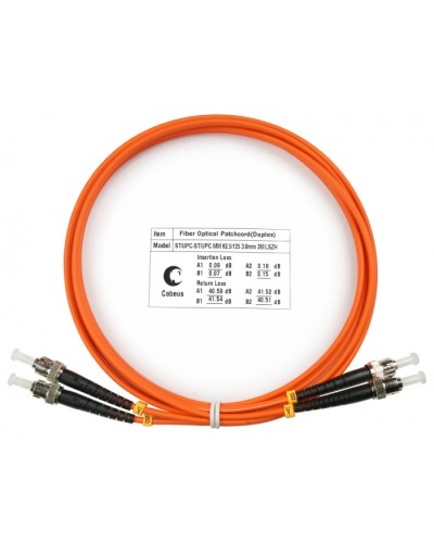 Шнур оптический duplex ST-ST 62,5/125 mm 2м LSZH Cabeus FOP-62-ST-ST-2m в Абакане Патч-корды оптические Pintop.ru
