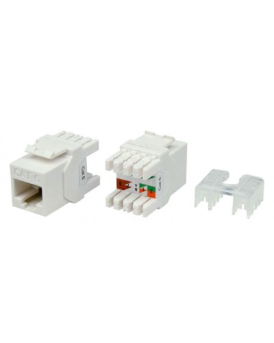 Вставка Keystone Jack RJ-45(8P8C) Hyperline KJ8-8P8C-C6-180-WH в Абакане Модули Keystone Pintop.ru