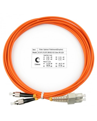 Шнур оптический duplex SC-FC 62,5/125 mm 3м LSZH Cabeus FOP-62-SC-FC-3m в Абакане Патч-корды оптические Pintop.ru