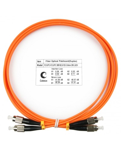 Шнур оптический duplex FC-FC 62,5/125 mm 2м LSZH Cabeus FOP-62-FC-FC-2m в Абакане Патч-корды оптические Pintop.ru