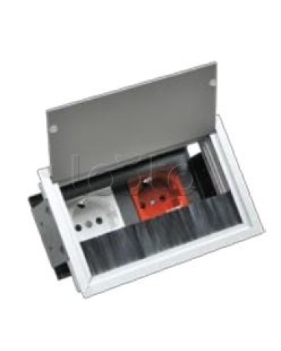 Люк настольный встраиваемый на 2 модуля (45х45мм) с крышкой, алюминий IP20 Экопласт 70042 в Абакане Системы лючков и колонн Pintop.ru