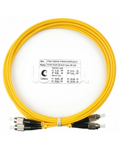 Шнур оптический duplex FC-FC 9/125 sm 3м LSZH Cabeus FOP(d)-9-FC-FC-3m в Абакане Патч-корды оптические Pintop.ru