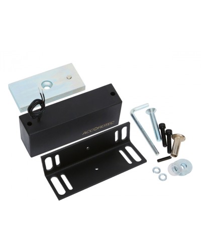 Электромагнитный влагозащищенный замок AccordTec ML-300П с уголком, цвет черный в Абакане Электромагнитные замки Pintop.ru
