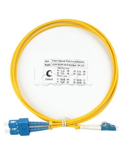 Патч-корд волоконно-оптический SM 9/125 duplex LC/SC LSZH (1,5 м) Cabeus FOP(d)-9-LC-SC-1,5M в Абакане Патч-корды оптические Pintop.ru