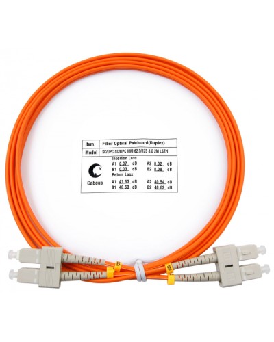 Шнур оптический duplex SC-SC 62,5/125 mm 2м LSZH Cabeus FOP-62-SC-SC-2m в Абакане Патч-корды оптические Pintop.ru