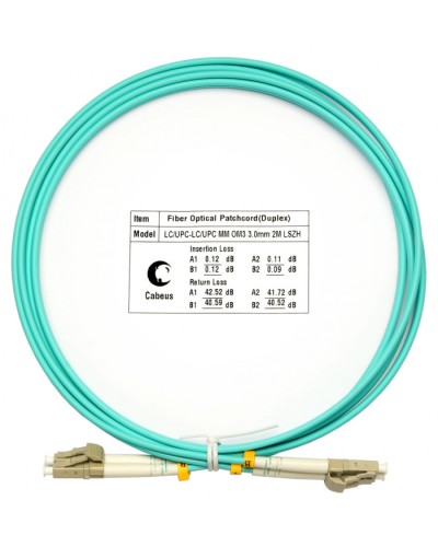 Шнур оптический duplex LC-LC 50/125 mm OM3 2м LSZH Cabeus FOP-50-LC-LC-2m в Абакане Патч-корды и пигтейлы Pintop.ru