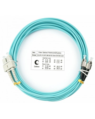 Шнур оптический duplex SC-FC 50/125 mm OM3 25м LSZH Cabeus FOP-50-SC-FC-25m в Абакане Патч-корды и пигтейлы Pintop.ru