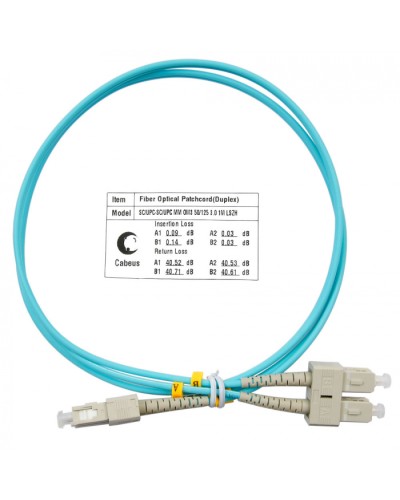 Шнур оптический duplex SC-SC 50/125 MM OM3 1 м LSZH Cabeus FOP-50-SC-SC-1M в Абакане Патч-корды оптические Pintop.ru