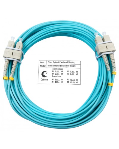 Шнур оптический duplex SC-SC 50/125 mm OM3 25м LSZH Cabeus FOP-50-SC-SC-25m в Абакане Патч-корды и пигтейлы Pintop.ru