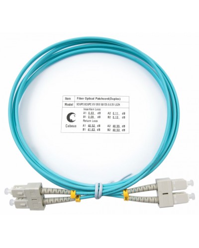 Шнур оптический duplex SC-SC 50/125 mm OM3 2м LSZH Cabeus FOP-50-SC-SC-2m в Абакане Патч-корды и пигтейлы Pintop.ru