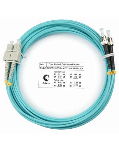 Шнур оптический duplex SC-ST 50/125 mm OM3 7м LSZH Cabeus FOP-50-SC-ST-7m в Абакане Патч-корды и пигтейлы Pintop.ru