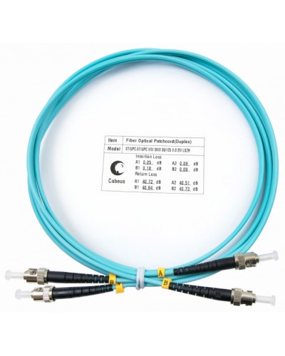 Шнур оптический duplex ST-ST 50/125 mm OM3 1,5м LSZH Cabeus FOP-50-ST-ST-1,5m в Абакане Патч-корды и пигтейлы Pintop.ru