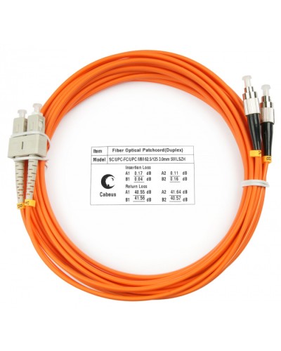 Шнур оптический duplex SC-FC 62,5/125 mm 10м LSZH Cabeus FOP-62-SC-FC-10m в Абакане Патч-корды оптические Pintop.ru