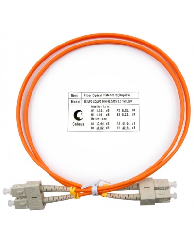 Шнур оптический duplex SC-SC 62,5/125 mm 1м LSZH Cabeus FOP-62-SC-SC-1m в Абакане Патч-корды оптические Pintop.ru