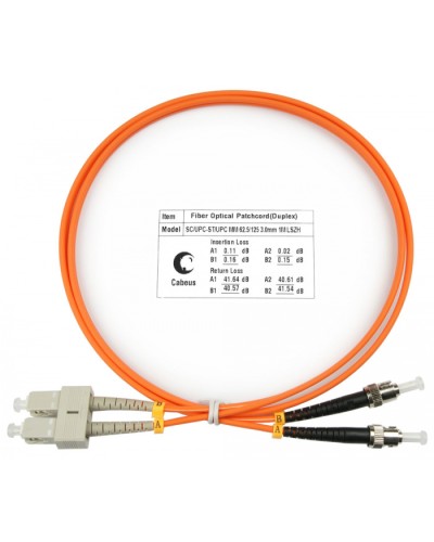 Шнур оптический duplex SC-ST 62,5/125 MM 1 м LSZH Cabeus FOP-62-SC-ST-1M в Абакане Патч-корды оптические Pintop.ru