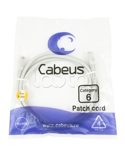 Шнур коммутационный 2xRJ-45/8P8C U/UTP кат.6 (1.5 м) Cabeus PC-UTP-RJ45-Cat.6-1.5m в Абакане Патчкорды (медные) Pintop.ru