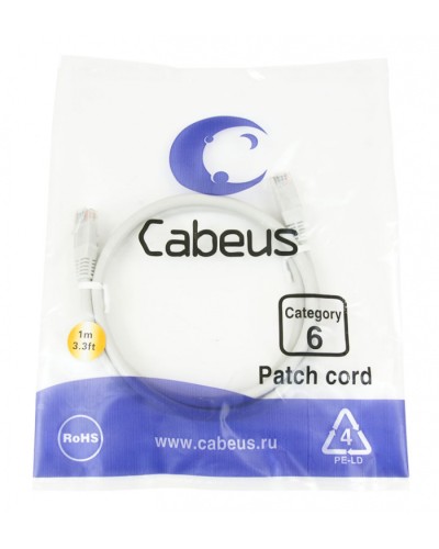 Шнур коммутационный 2xRJ-45/8P8C U/UTP кат.6 (1 м) Cabeus PC-UTP-RJ45-Cat.6-1m в Абакане Патчкорды (медные) Pintop.ru