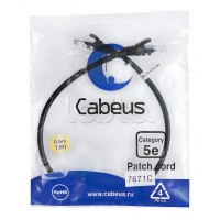 Патч-корд медный U/UTP кат.5е (0,5м) LSZH (черный) Cabeus (PC-UTP-RJ45-Cat.5e-0.5m-BK-LSZH)