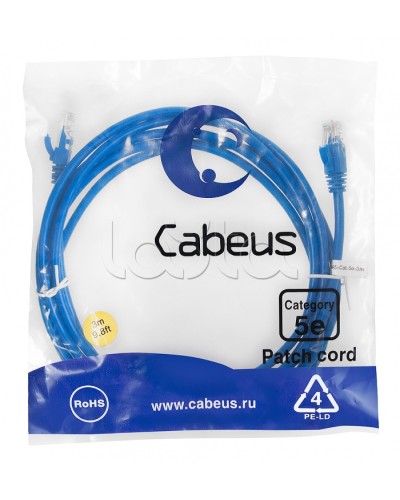 Патч-корд медный U/UTP кат.5е (3м) LSZH (синий) Cabeus (PC-UTP-RJ45-Cat.5e-3m-BL-LSZH) в Абакане Патчкорды (медные) Pintop.ru