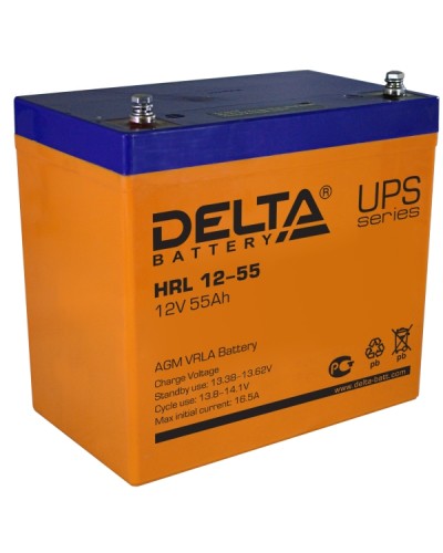 Аккумулятор свинцово-кислотный Delta HRL 12-55 в Абакане Электротехническое оборудование Pintop.ru
